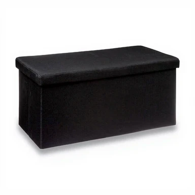Pouf double pliable en polyester noir