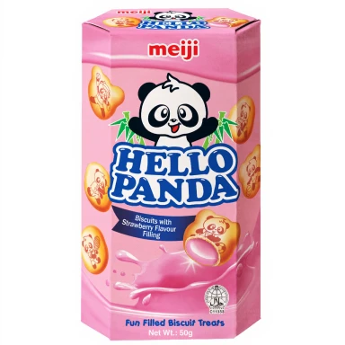 Meiji Hello Panda Biscuits with Strawberry Flavoured Filling 50g