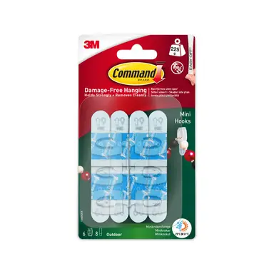 3M Command Outdoor Mini Hooks Pack of 6