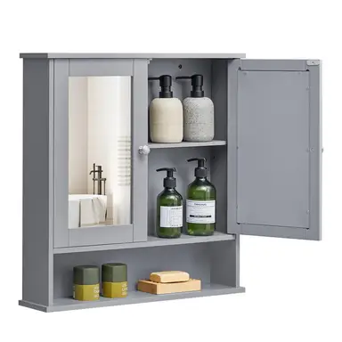 Vasagle Mirror Cabinet 1 Shelf Dove Grey