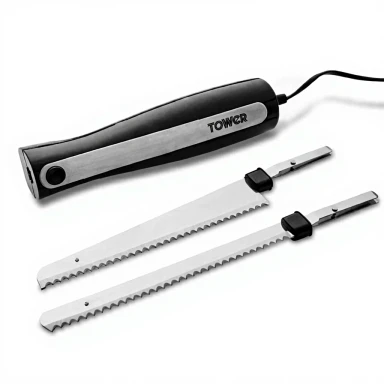Tower T19028 Electric Knife with One Touch Operation, Ergonomic Design and Storage Case, 120W, Black