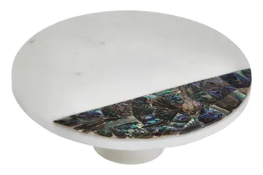 Maison by Premier White Marble and Paua Shell Round Cake Stand