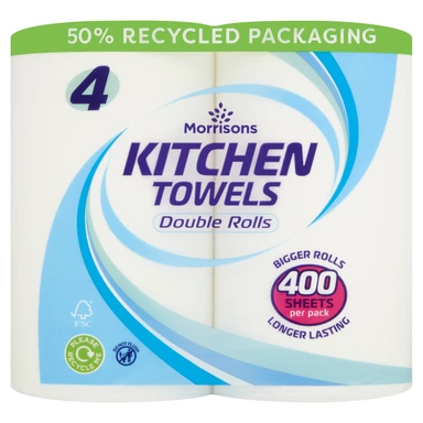 Morrisons 4 Kitchen Towels Double Rolls