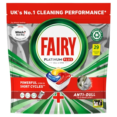 Fairy Platinum Plus All In One Dishwasher Tablets, Lemon, 29 Capsules