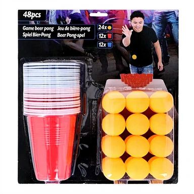 Jeu de Beer Pong pour adultes - Lot de 48 pièces - PS (polystyrène)