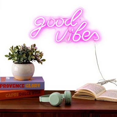Néon mural LED Good Vibes 40,5 x 1,6 x 20 cm