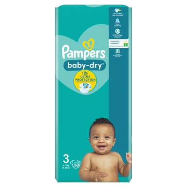 Pampers Baby-Dry Nappies Size 3 50 Pack