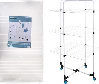 Bathroom Solution Turmwäschetrockner mit 3 Ebenen, klappbar auf Rollen (30m Leine)