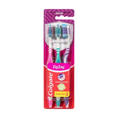 Colgate Brosse à Dents ZigZag - Lot de 3 - Dureté Moyenne