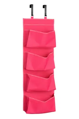 Essentials by Premier Over Door Hot Pink 4 Tier Hanging Organiser