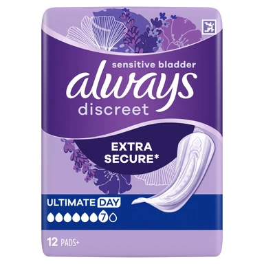 Always Discreet Incontinence Pads Women Ultimate Day 12 Count