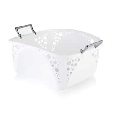 Minky 40L Stackable Laundry Basket, Sturdy Foldable Handles, Easy Carry Hip Fit, Multipurpose & Durable Washing Basket, Made in the UK, White