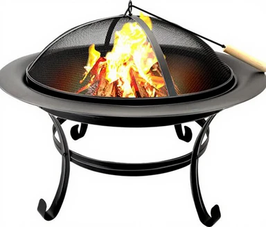 BBQ Kollektion Heizkamin Gartenkamin mit Griffen Brennholz Terrassenkamin - 77 x 17 x 76 cm - Karbonstahl