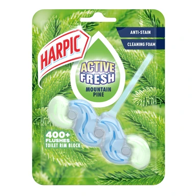 Harpic Active Fresh Mountain Winter Pine Toilet Rim Block, Single Pack