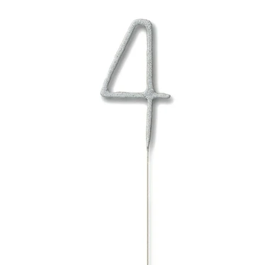 Morrisons Cake Candle Sparkler Number 4 Silver
