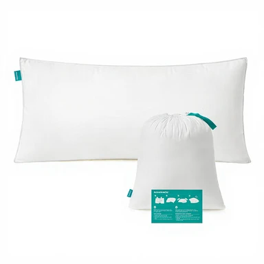 SONGMICS Hoofdkussen 40 x 80 cm, vulling 800 g, stofoppervlak van zacht, geborsteld polyester, kussen, machinewasbaar op 60°, met opbergtas, wolkenwit TBP001W01