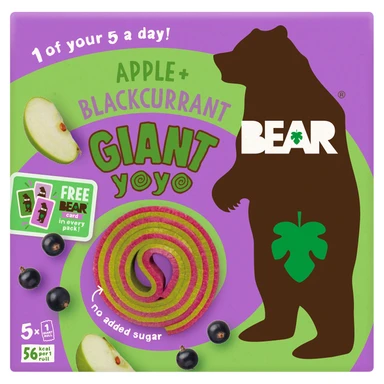 Bear Apple & Blackcurrant Giant Fruit Yoyos 5 x 20g