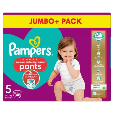 Pampers Premium Protection Nappy Pants Size 5 48 Pack Jumbo+ Pack