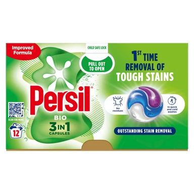 Persil 3in1 PODS, Washing Liquid Laundry Detergent Capsules, Bio, 12 Washes