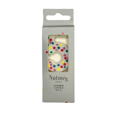 Nutmeg Cake Candle Spots Number 5 Multicolour