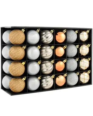 WeRChristmas Copper/Champagne Shatterproof Baubles, 48 Pack