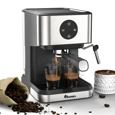 Iagreea Espresso Coffee Machine with Milk Frother Steam Wand, Semi-Automatic, Silver - CM3050-2