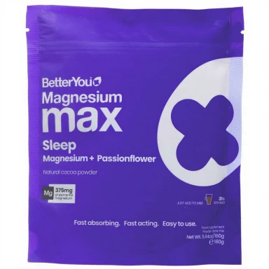 BETTER YOU - Magnesium Max Sleep Powder - Cacao Powder With Magnesium - 160G