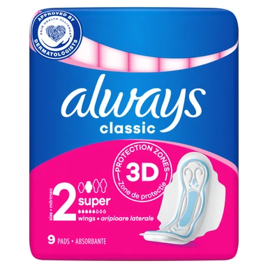 Always Classic Long Sanitary Towels Wings Size 2 9 Pad