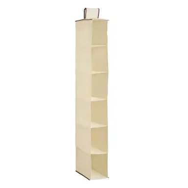 Essentials by Premier 6 Section Cream Hanging Shoe Organiser