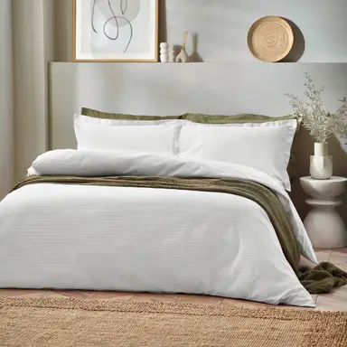 Yard Duvet Cover Set Waffle 100% Cotton White Double