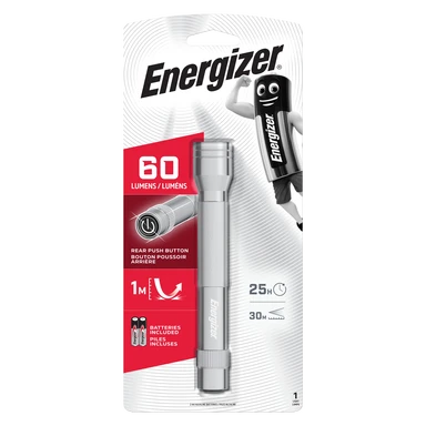 Energizer Metal LED Torch 60 Lumens + 2×AA Batteries