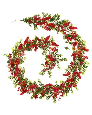 WeRChristmas Pre-Lit Red Berry Garland, 9 ft
