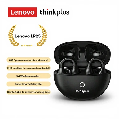 Thinkplus Lenovo LP25 casque Bluetooth noir type agrafe oreille autonomie longue adapté à Apple Android casque Bluetooth noir LP25 type agrafe oreille autonomie longue adapté à Apple Android