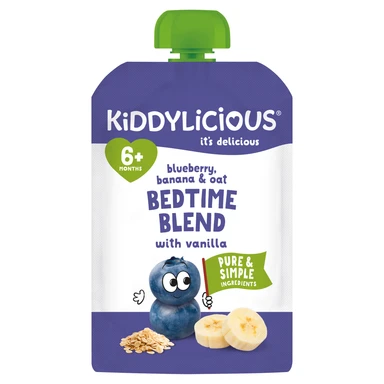 Kiddylicious Blueberry, Banana & Oat Bedtime Blend with Vanilla 6+ Month 100g