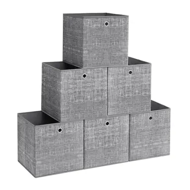 Storage Box, Set of 6, 33x33x33cm, Heathered Grey