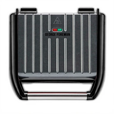 George Foreman Steel Grill - Medium, Grey, Non Stick, Fast Heat Up, Energy Saving, Multi Functional, Adjustable, Stylish - 25041