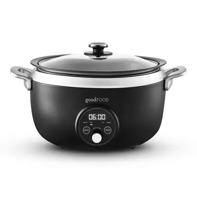 TOWER Digital Slow Cooker with Removable Aluminium Pot - Black， Stainless Steel， 3.5L， 170W， LED Display， Delay Function and Timer， GF16010