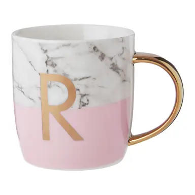 Frosted Deco Marble EFFECT and Pink Monogram Mug， R