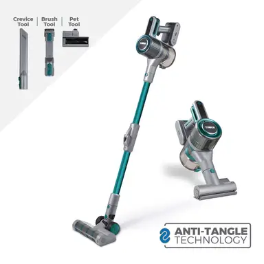 Tower T513011PETS VL80 Cordless 3-in-1 Pole Vacuum Cleaner with Flexi Pole, HEPA 12 Filter & Anti-Tangle Floor Head, 1L Dust Tank, 29.6V Li-ion, Ocean Teal
