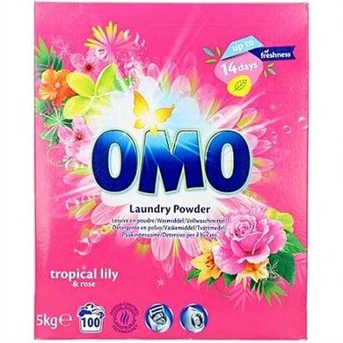 OMO Lessive en poudre, parfum tropical, 100 lavages 5kg