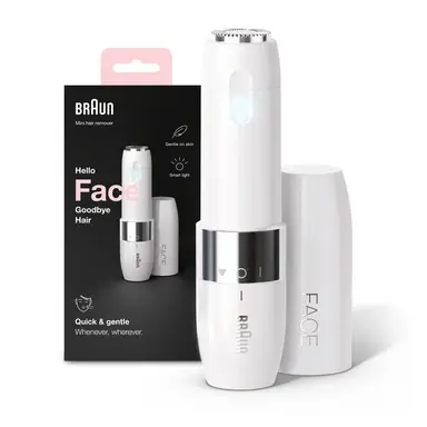 Braun Face Mini Hair Remover FS1000, Electric Facial Hair Removal for Women, White