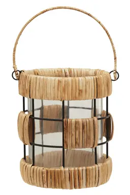 Interiors by Premier Lantern Kuta Woven Natural/Black Small
