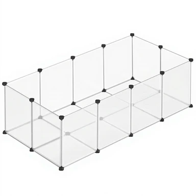 Songmics Enclos en plastique pour animaux de compagnie avec plaques de base - pour chat, chien, cochon d'Inde, hamsters, lapins, 143 x 73 x 46 cm