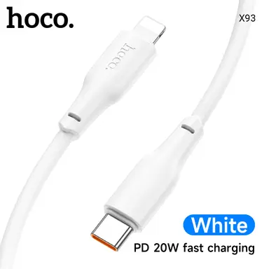 HOCO X93 PD20W Lightning Charging Cable – 1M - White