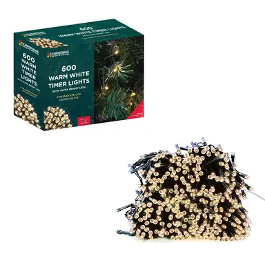 Christmas Workshop 600 LED Battery operated Timer Light - Warm White