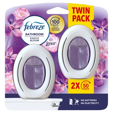 Febreze Bathroom Air Freshener, Lenor Exotic Bloom, 2 per Pack