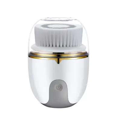 New Electric Facial Cleansing Brush – 3 Interchangeable Heads, USB Rechargeable, Compact Design – Pearl White, DS-8823