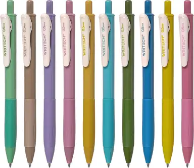 WRITECH Retractable Gel Pens Quick Dry Ink Pens Fine Point 0.5mm 10 Assorted Unique Vintage Colors For Journaling Drawing Doodling and Notetaking (Vintage 1)