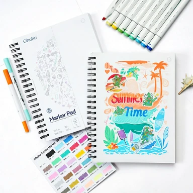 Ohuhu Carnet de croquis - Recto verso 150GSM, 120 pages, format 25 x 19 cm, carnet d'art à spirales