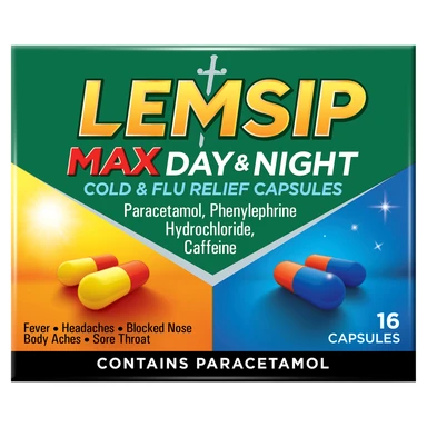 Lemsip Max Day and Night Cold and Flu Relief Capsules - 16 Capsules